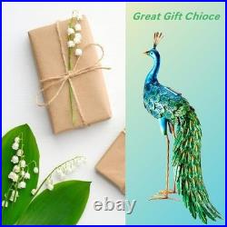 Outdoor Solar Peacock Decor Garden Statue Metal Yard Art Decoration Outdoor