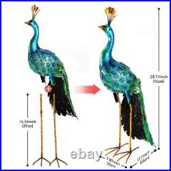 Outdoor Solar Peacock Decor Garden Statue Metal Yard Art Decoration Outdoor S