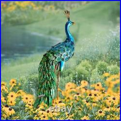 Outdoor Solar Peacock Decor Garden Statue Metal Yard Art Decoration Outdoor S