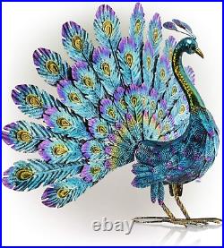 Outdoor Solar Peacock Statue Garden Decor Metal Yard Art for Lawn Backyard Party