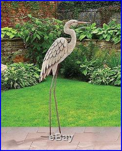 Outdoor Standing Yard Art Sculpture Stake Decor Egret Metal Garden Statue Bird