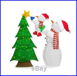 Outdoor White Lights Snowman Decorating Tree Sculpture Christmas Yard Lawn Decor