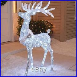 Outdoor White Twinkling Deer Buck 48 Sculpture Lighted Christmas Yard Decor