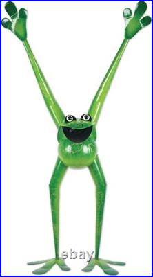 Outdoor Yard Decor Green Metal Frog Garden Sculpture, 84.75 Tall, Standing
