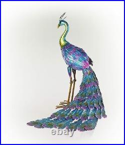 Outdoor Yard Peacock Statue Garden Decor Metal Sculpture Ornament Backyard