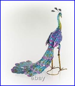 Outdoor Yard Peacock Statue Garden Decor Metal Sculpture Ornament Backyard