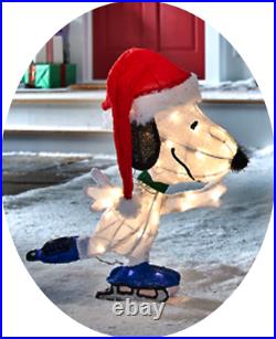 PEANUTS Characters Ice Skating 2-PC. Yard Pre Lit Christmas Yard Sculptures NEW
