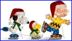 PEANUTS Characters Ice Skating 3-PC. Yard Pre Lit Christmas Yard Sculptures NEW