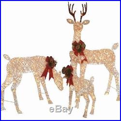 PRE LIT ADORNED Deer Family DISPLAY SCENE CHRISTMAS OUTDOOR LIGHTED YARD DECOR