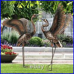 (Pack of 2) 46 Inch-Garden Statue Outdoor Metal Heron Crane Yard Art Sculpture