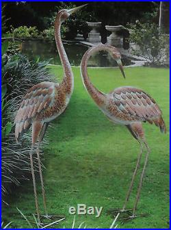 Pair Crane Garden Art 3D Regal Style Metal Sculpture Outdoor Yard Statue Heron
