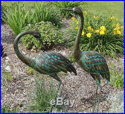 Pair Crane Garden Art 3D Regal Style Metal Sculpture Outdoor Yard Statue Heron