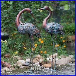 Patina Cranes Statue Sculpture Bird Art Heron Decor Home Modern Yard Patio Lawn