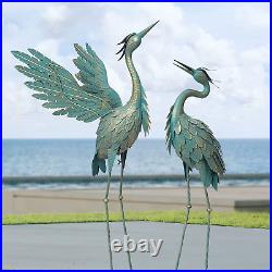 Patina Heron Crane Statue Sculpture Bird Art Decor Home Modern Yard Patio Lawn