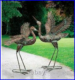Patina Heron Crane Statue Sculpture Bird Art Decor Home Modern Yard Patio Lawn