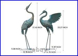 Patina Heron Crane Statue Sculpture Bird Decor Modern Yard Patio Lawn Coastal