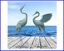 Patina Heron Crane Statue Sculpture Bird Decor Modern Yard Patio Lawn Coastal