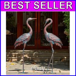 Patina Heron Decoy Set, Outdoor Metal Crane Sculptures