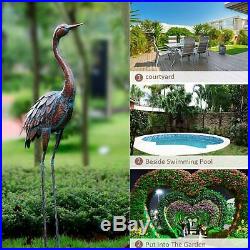 Patina Heron Statue Sculpture Garden Bird Yard Art Decor Lawn Home Crane Porch