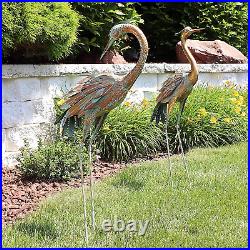 Patina Heron Statue Sculpture Garden Crane Bird Yard Art Decor Lawn Outdoo Patio