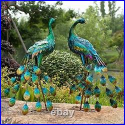 Peacock Garden Sculpture & Statues Metal Birds Yard Art Lawn Ornament Style