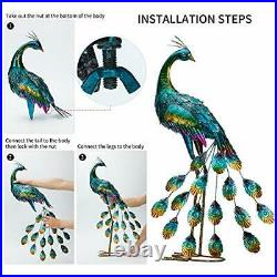 Peacock Garden Sculpture & Statues Metal Birds Yard Art Lawn Ornament Style