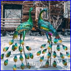 Peacock Garden Sculpture & Statues, Metal Birds Yard Art Lawn Ornament for Ou