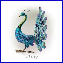 Peacock Garden Statue Decor Metal Outdoor Large Patio Sculpture Blue Porch Yard