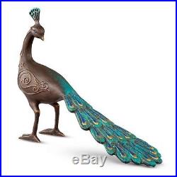 Peacock Garden Statue Outdoor Bird Metal Sculpture Patio Yard Decor Bronze Color