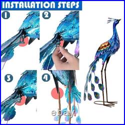 Peacock Garden Statue and Sculpture, Metal Peacock Yard Art Decor, Standing B