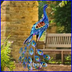 Peacock Garden Statue and Sculpture, Metal Peacock Yard Art Decor, Standing B Peacock Garden Statue and Sculpture, Metal Peacock Yard Art Decor, Standing B