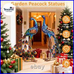 Peacock Garden Statue and Sculpture, Metal Peacocks Yard Art Lawn Decor, Large B