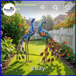 Peacock Garden Statue and Sculpture, Metal Peacocks Yard Art Lawn Decor, Large B