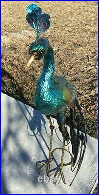 Peacock Metal Art Statue, Peacock Garden Decor Sculpture, Outdoor Lawn Yard Art