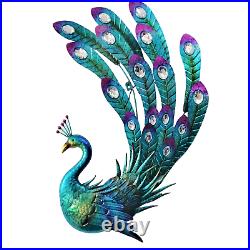Peacock Plaque Wall Mount Hang Art Home Decor Fence Porch Patio Yard Hall Office