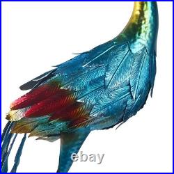 Peacock Statue Metal Colorful Peacock Sculpture Garden Decoration Metal Yard