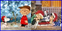 Peanuts Gang Christmas Yard Pre Lit Scenes Set of 2 Yard Sculptures Collectibles