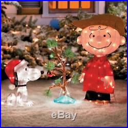 Peanuts Gang Christmas Yard Pre Lit Scenes Set of 2 Yard Sculptures Collectibles