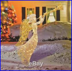 Penn 48 Glittered Trumpeting Angel Lighted Christmas Yard Art Decoration
