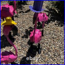Pink Flamingo Parade-Set of Handmade Metal Yard Statues with Fun Hats