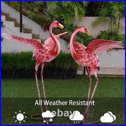 Pink Flamingo Yard Decorations, Tall Birds Garden Statues and Sculptures, Metal