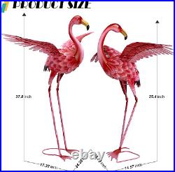 Pink Flamingo Yard Decorations, Tall Birds Garden Statues and Sculptures, Metal