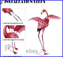 Pink Flamingo Yard Decorations, Tall Birds Garden Statues and Sculptures, Metal