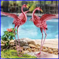 Pink Flamingo Yard Decorations, Tall Birds Garden Statues and Sculptures, Metal