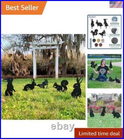 Playful Bunny & Squirrel Garden Statues Weather-Resistant Metal Art Set