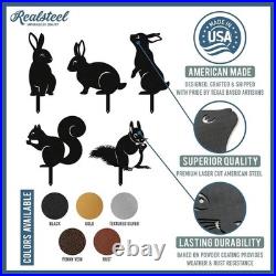 Playful Bunny & Squirrel Garden Statues Weather-Resistant Metal Art Set