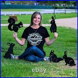 Playful Bunny & Squirrel Garden Statues Weather-Resistant Metal Art Set