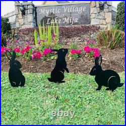 Playful Bunny & Squirrel Garden Statues Weather-Resistant Metal Art Set