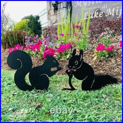 Playful Bunny & Squirrel Garden Statues Weather-Resistant Metal Art Set