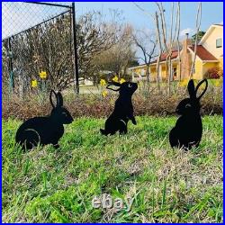 Playful Bunny & Squirrel Garden Statues Weather-Resistant Metal Art Set